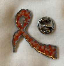 ***NEW*** Leukaemia Awareness orange pin badge / brooch. Cancer charity. picture