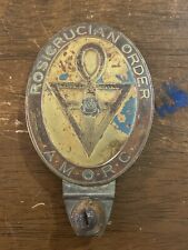 Scarce Rosicrucian Order A.M.O.R.C Brass License Plate Topper  picture