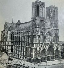 1914 France Rheims Cathedral illustrated picture
