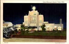 Vintage Postcard Tulsa Municipal Airport Building Tower Oklahoma Linen picture