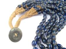 Translucent Cobalt Naga Bead Necklace 7mm Nepal Blue Oval Glass 24 Inch Strand picture