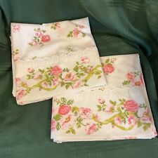 VINTAGE MOHAWK MCM  PINK FLORAL KING PILLOWCASES (2) picture