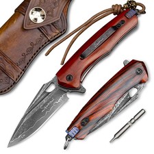 Damascus steel multifunctional EDC folding knife with self assembling pocket ... picture