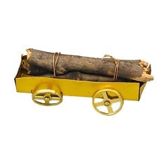 vintage ornament log wagon gold 4x1