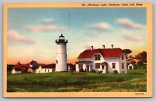 Chatham Light Cape Cod Massachusetts Lighthouse Mass MA Linen VNG UNP Postcard picture