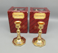 Baldwin Octagon Base Candlesticks No. 7265 Polished Brass 5” Tall 3