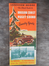 Vintage Longview Bridge Driving Route Brochure w Map Oregon Coast Puget Sound picture