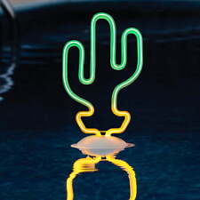 Battery-Operated Cactus Neon Floating Light with Thermometer,A picture