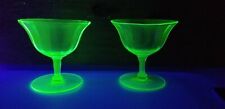 2 Vintage Optic Panel Green Uranium Champagne Glasses 4