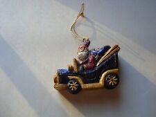 Hand Painted Pam Schifferl Christmas Ornament-Santa Riding In Car W/ Toys picture