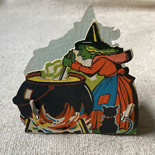 Vintage Cardboard Halloween Candy Container Witch Caldron Prop Display G.M.CO picture