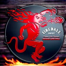 Fireball Whiskey Metal Embossed Sign Taste Like Heaven Burns Like Hell BRAND NEW picture