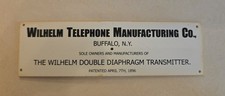 Wilhelm Telephone Manufacturing Name Plate Tag picture