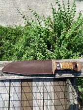 Break Up Country Full Tang Bowie Knife w/ Leather Sheath, Bone Handle Clip Point picture