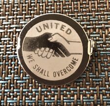 United WE SHALL OVERCOME Handshake Civil Rights Pin 1960s Pin Button NOS 1