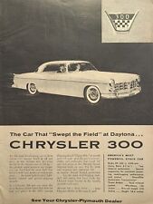 Chrysler 300 Swept the Field at Daytona Stock Car Race Vintage Print Ad 1955 picture