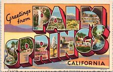Large Letter Greetings, Palm Springs California- 1934 Linen Postcard Curt Teich picture