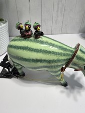 CowParade Watermelon Helen Cow Figurine Resin Green Striped Decor Whimsical picture