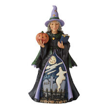 Enesco Jim Shore Heartwood Creek Halloween Witch with Scene Figurine 8.66 Inch picture