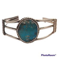 1970s Navajo Sterling Silver Matthew and Rosemary Lidase Turquoise Bracelet  picture