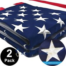2PCS 4'x6' ft American Flag Sewn Stripes Embroidered Stars Brass Grommets USA picture