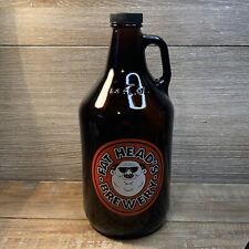 Fat Head's Brewery Glass Beer Growler 64 FL. OZ EMPTY Orange Black White (Clean) picture