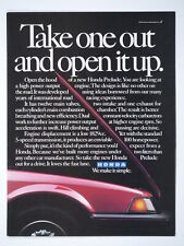 1982 Honda Prelude Vintage Open Hood Red Original Print Ad 8.5 x 11