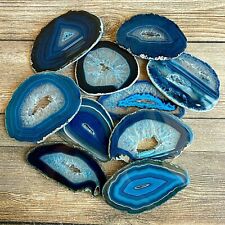 Random Selection 5 or 10 Blue Geode Agate Slices w/ Crystal Holes picture