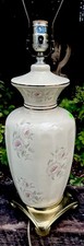Vintage Asian Japanese Scalloped Urn Porcelain Table Lamp 27” Morning Glory picture