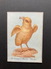 Victorian Chick catching an insect in flight small litho card picture