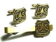 Forest Service Ranger Dept of Agriculture Tie Bar Clip Cufflink Cuff Links Set picture