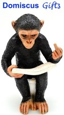 7 1/2" NEW MONKEY on TOILET Flipping Bird COLLECTIBLE Figurine Animal STATUE picture