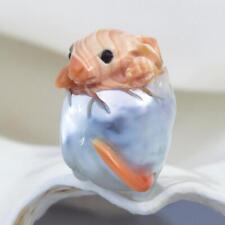 GIANT South Sea Baroque Pearl & Carved Apricot Shell Rat undrilled 7.35 g picture