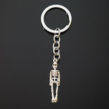 Vintage Silver Skeleton Bones Skull Charm Pendant Keychain Gift picture