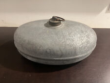 Antique Zinc Oval Football Shaped Hot Water Bottle Bed Warmer with Brass Top picture