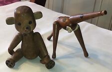 Vintage Copyright 1958 Zoo-Line Wooden Articulated Bear + Partial Giraffe Monkey picture