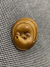 Japanese Signed Tagua Nut Carved Netsuke The Water Blower Face picture