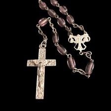 Antique French Lavender Glass Bead Rosary picture