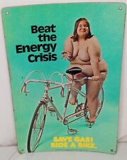 1973 BEAT THE ENERGY CRISIS SIGN Store Advertisement Gas Advertising VERY RARE picture