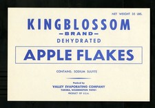 Kingblossom Brand Apple Crate Label - 35 Lbs - Dehydrated Apple Flakes - Yakima picture