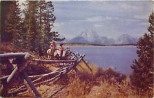 Jackson Lake Wyoming Horseback Riding WY Postcard picture