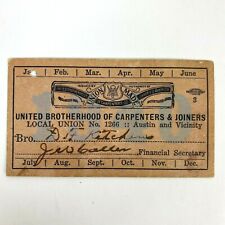 1940 Brotherhood Carpenters & Joiners Local Union 1266 Austin Texas Member Card picture
