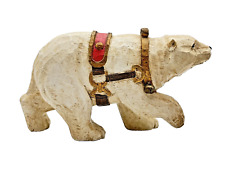 Polar Bear Figurine VTG with Harness Bells Composite Nordic Carved Christmas picture