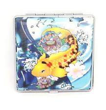 RYO Tattoo Fish Design Silver Framed PU Leather King Size Cigarette Case picture