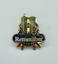 Always Remember 9-11-01 HOGEYE American Flag Gold Tone & Enamel Lapel Hat Pin picture