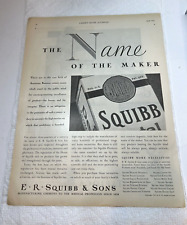 Print Ad 1932 Squibb the Name of the Maker Excellence Honor Integrity picture