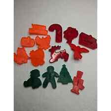 Lot of 14 Vintage Plastic Cookie Cutters Halloween and Christmas picture