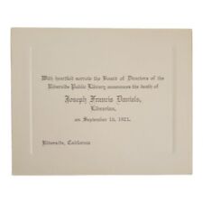 Death Announcement For Joseph F Daniels Sept 16 1921 Riverside Ca Librarian picture