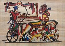 Rare handmade Egyptian paper - King Ramesses II, Battle of Kadesh 8x12” picture