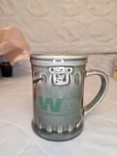 Waste Management Ceramic Garbage Can Coffee Mug Gray USA      With Green WM Logo picture